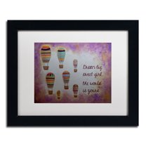 Trademark Fine Art "Hot Air Balloons, Sweet Girl" Canvas Art by Nicole Dietz White Matte, Black Frame