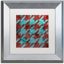 Trademark Fine Art "Houndstooth IV" Canvas Art by Color Bakery White Matte, Silver Frame
