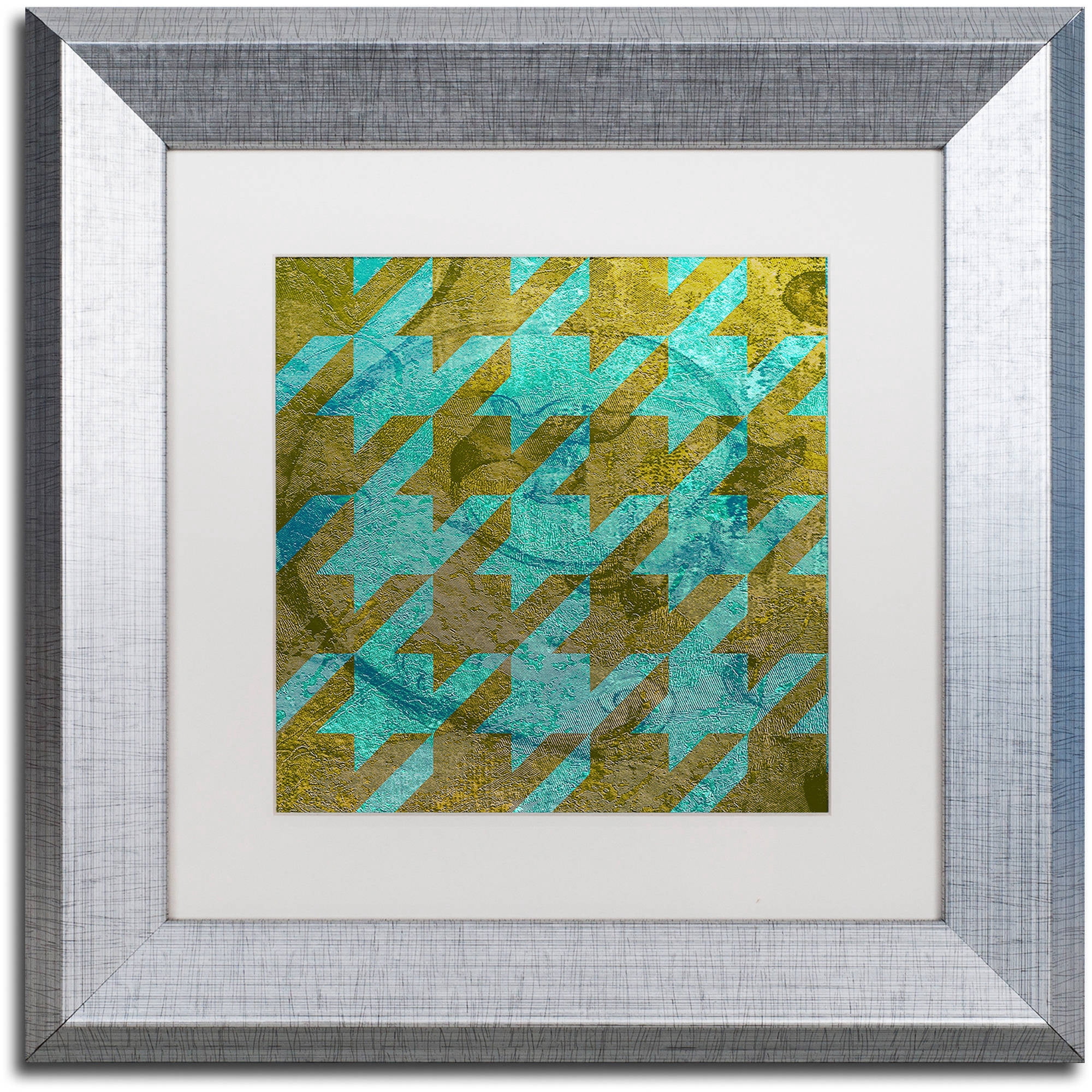 Trademark Fine Art "Houndstooth V" Canvas Art by Color Bakery White Matte, Silver Frame