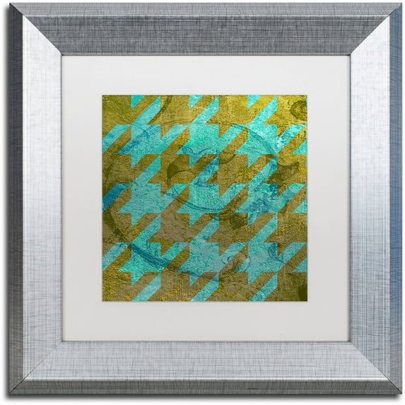 Trademark Fine Art "Houndstooth V" Canvas Art by Color Bakery White Matte, Silver Frame