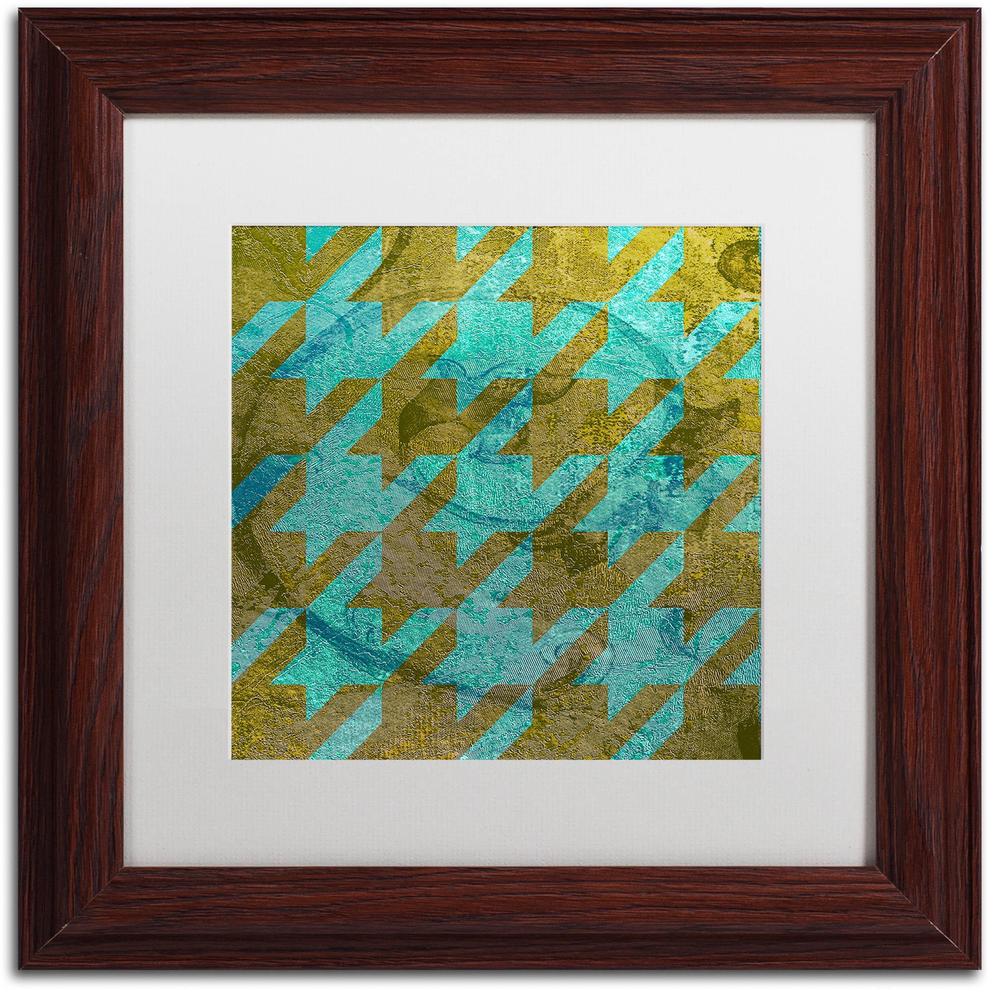 Trademark Fine Art "Houndstooth V" Canvas Art by Color Bakery White Matte, Wood Frame