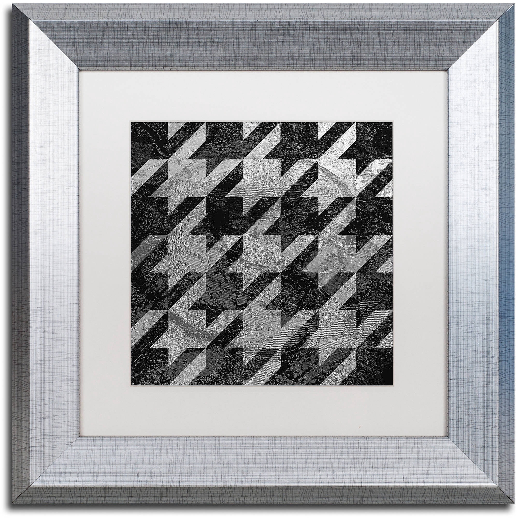 Trademark Fine Art "Houndstooth VI" Canvas Art by Color Bakery White Matte, Silver Frame