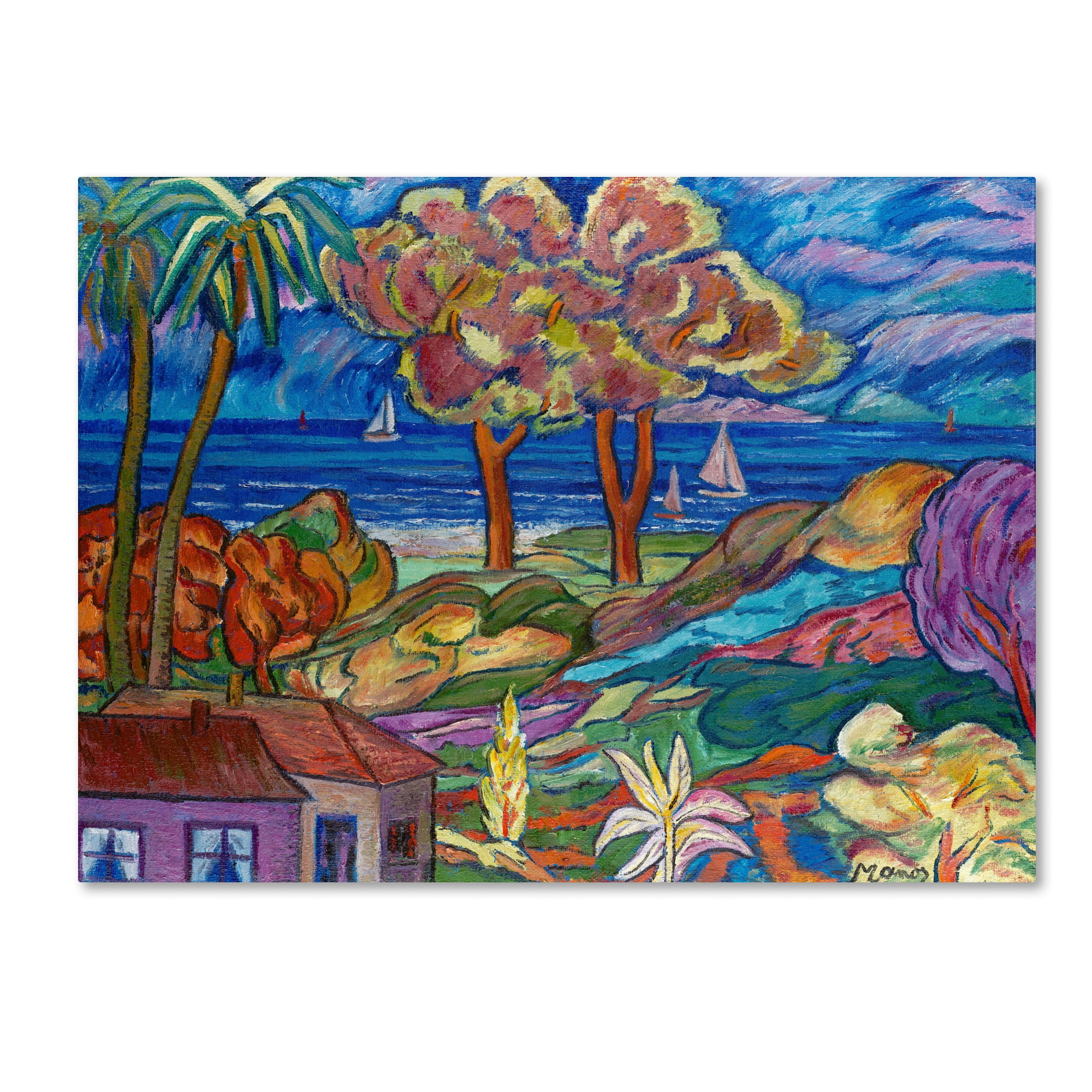 Trademark Fine Art "House By the Beach" Canvas Art by Manor Shadian