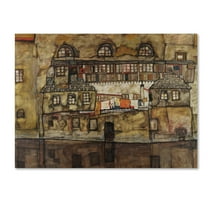 Trademark Fine Art 'House Wall On The River' Canvas Art by Egon Schiele