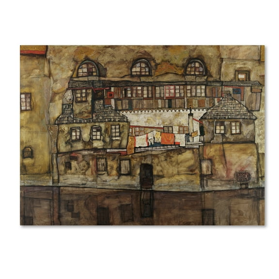 Trademark Fine Art 'House Wall On The River' Canvas Art by Egon Schiele