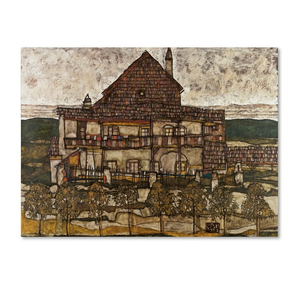 Trademark Fine Art 'House With Shingle Roof' Canvas Art by Egon Schiele