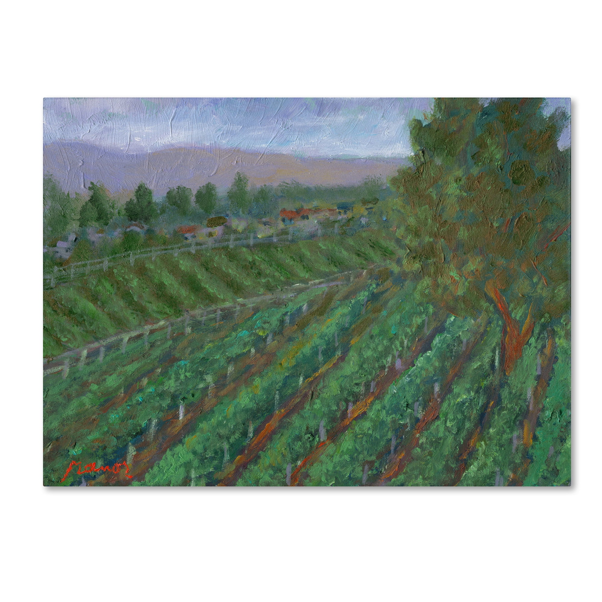 Trademark Fine Art "Houses Under a Purple Sky" Canvas Art by Manor Shadian