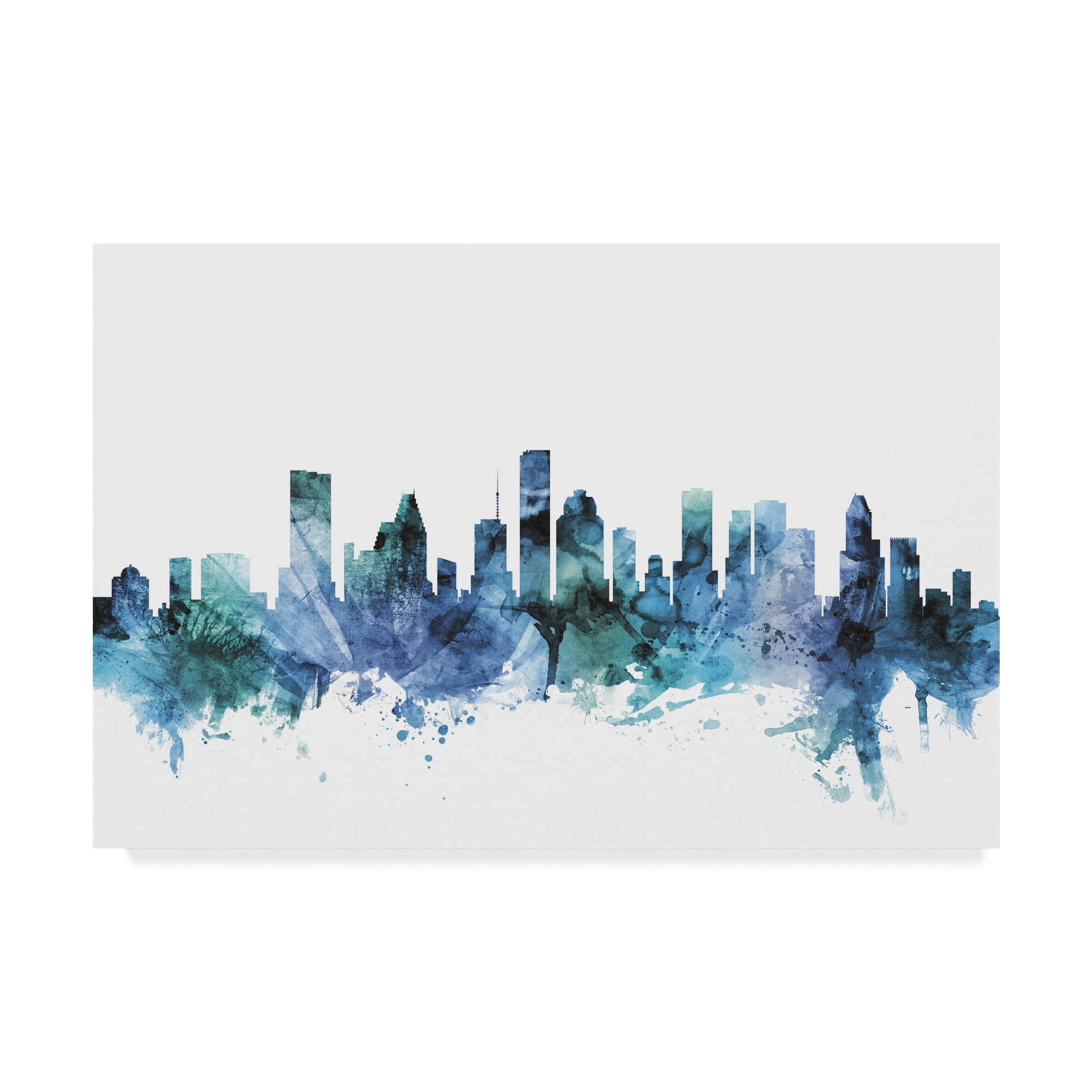 Trademark Fine Art 'Houston Texas Blue Teal Skyline' Canvas Art by Michael Tompsett