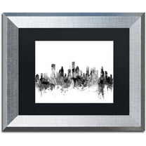 Trademark Fine Art "Houston Texas Skyline B&W" Canvas Art by Michael Tompsett, Black Matte, Silver Frame
