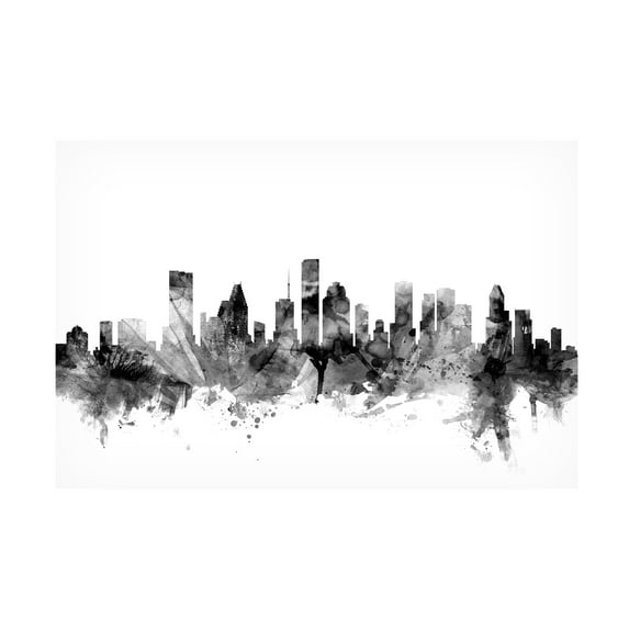 Trademark Fine Art Michael Tompsett Houston Texas Skyline B&W Canvas Wall Art - 12x19