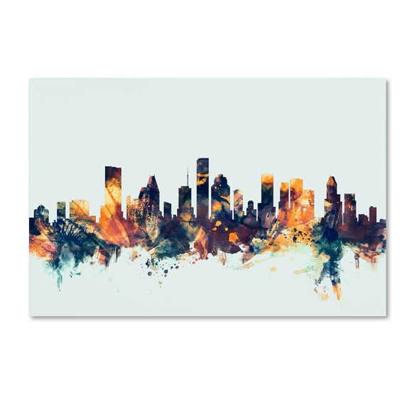 Trademark Fine Art "Houston Texas Skyline Blue" Canvas Art by Michael Tompsett
