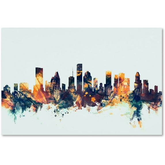 Trademark Fine Art "Houston Texas Skyline Blue" Canvas Art by Michael Tompsett