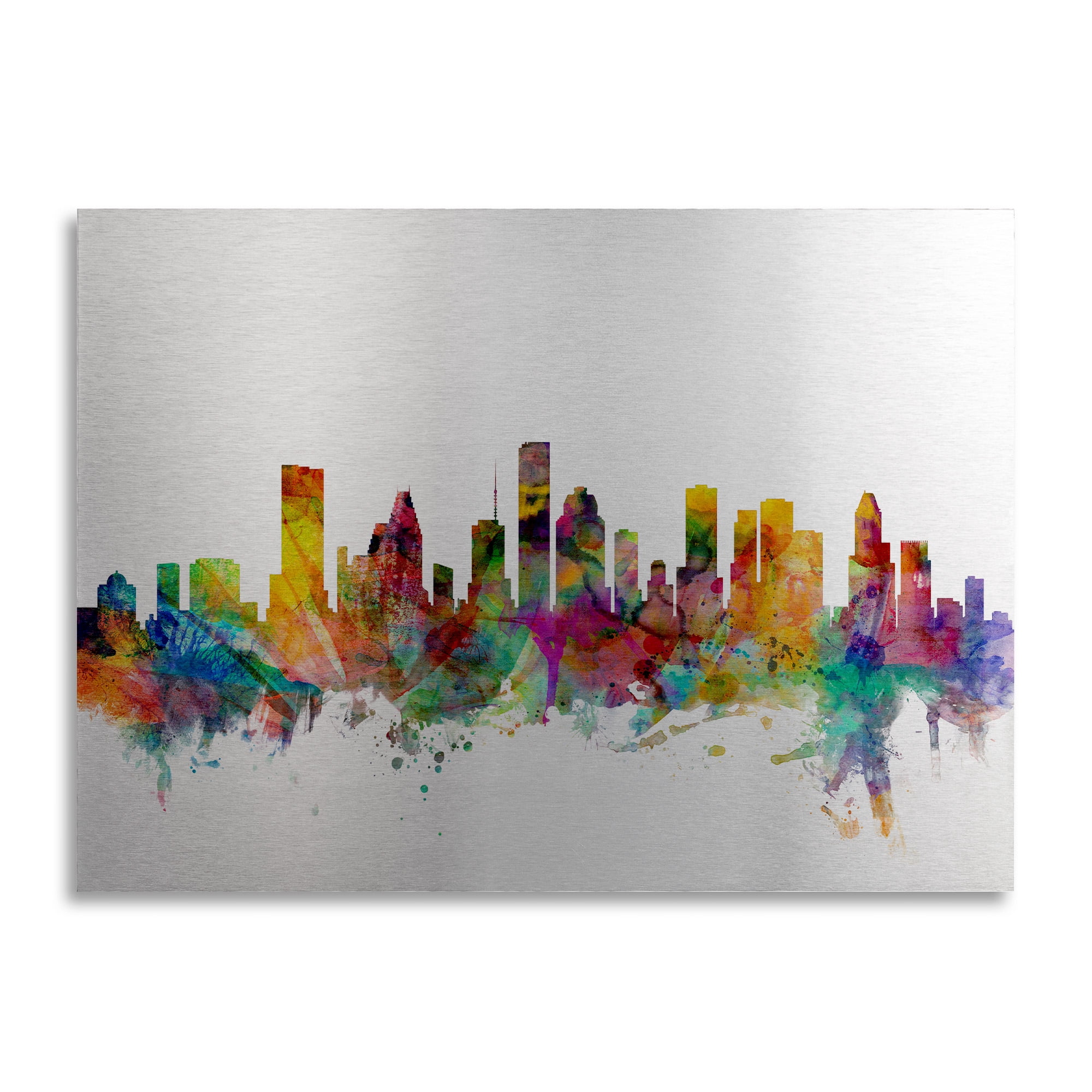 Trademark Fine Art 'Houston Texas Skyline' Brushed Aluminum Wall Art Art by Michael Tompsett