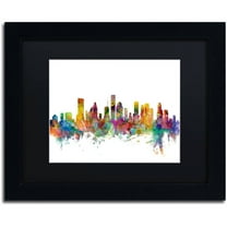 Trademark Fine Art 'Houston Texas Skyline' Canvas Art by Michael Tompsett, Black Matte, Black Frame