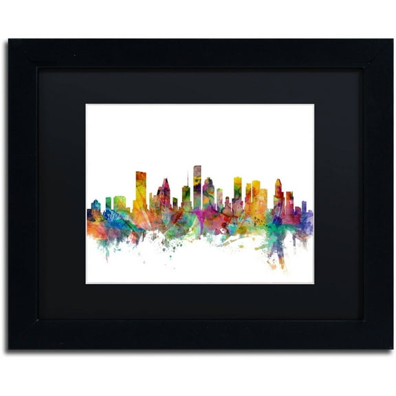 Trademark Fine Art 'Houston Texas Skyline' Canvas Art by Michael Tompsett, Black Matte, Black Frame