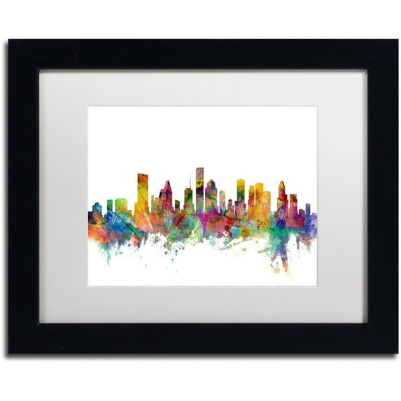 Trademark Fine Art 'Houston Texas Skyline' Canvas Art by Michael Tompsett, White Matte, Black Frame