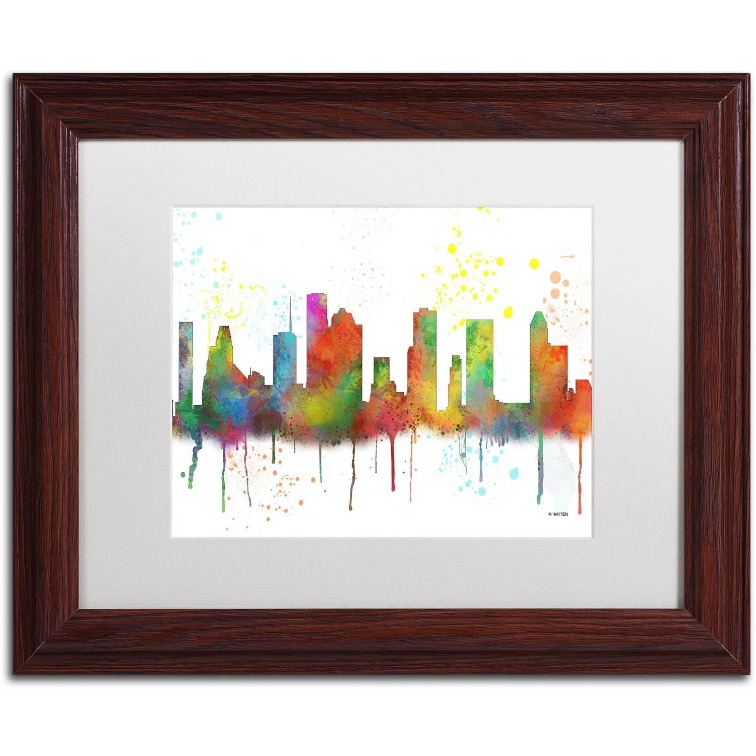 Trademark Fine Art "Houston Texas Skyline Mclr-1" Canvas Art by Marlene Watson, White Matte, Wood Frame