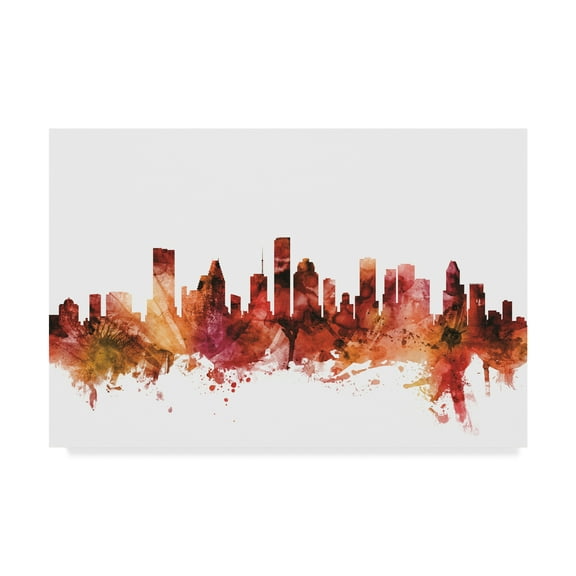 Trademark Fine Art 'Houston Texas Skyline Red' Canvas Art by Michael Tompsett