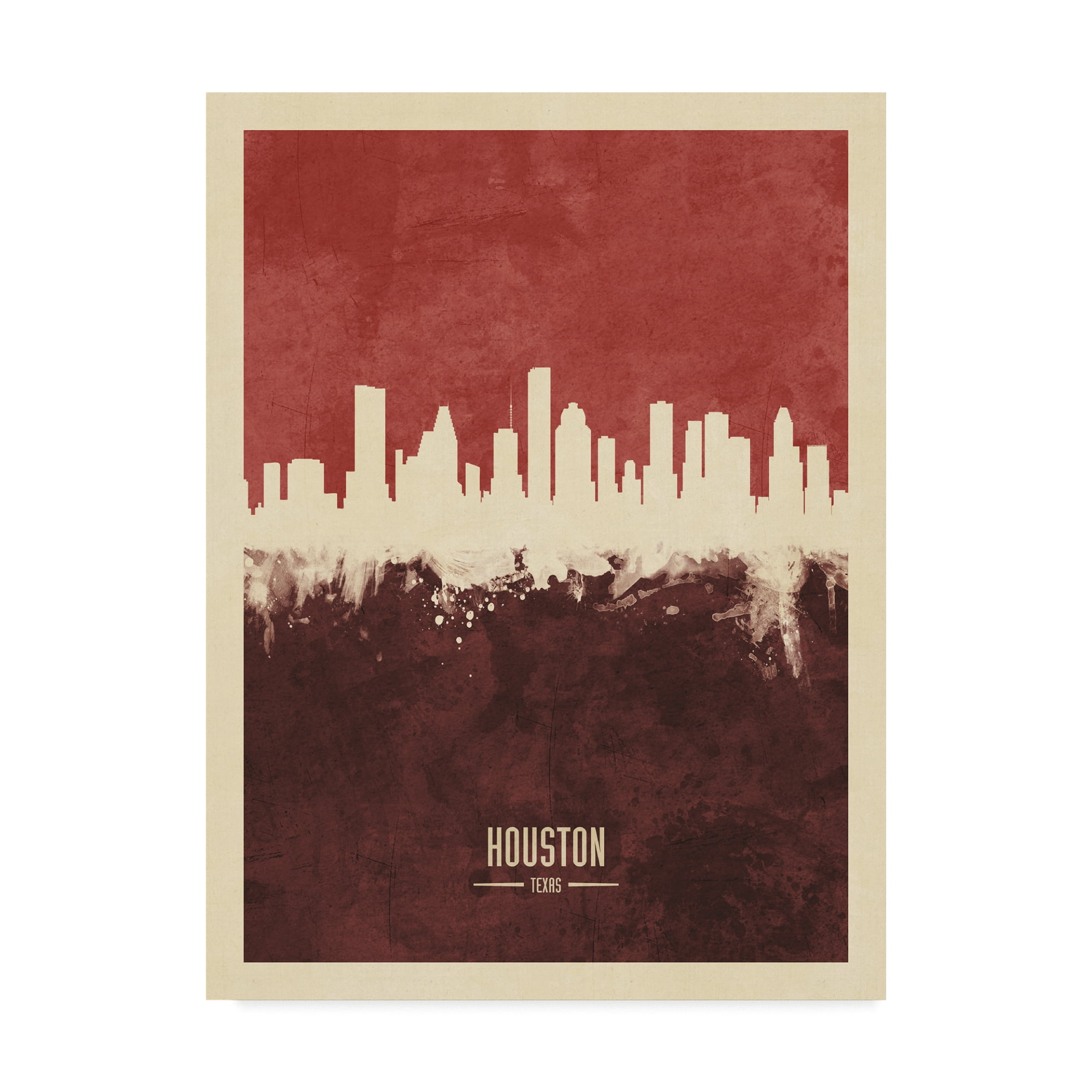 Trademark Fine Art 'Houston Texas Skyline Red II' Canvas Art by Michael Tompsett