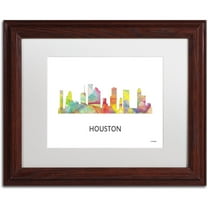 Trademark Fine Art 'Houston Texas Skyline WB-1' Canvas Art by Marlene Watson, White Matte, Wood Frame