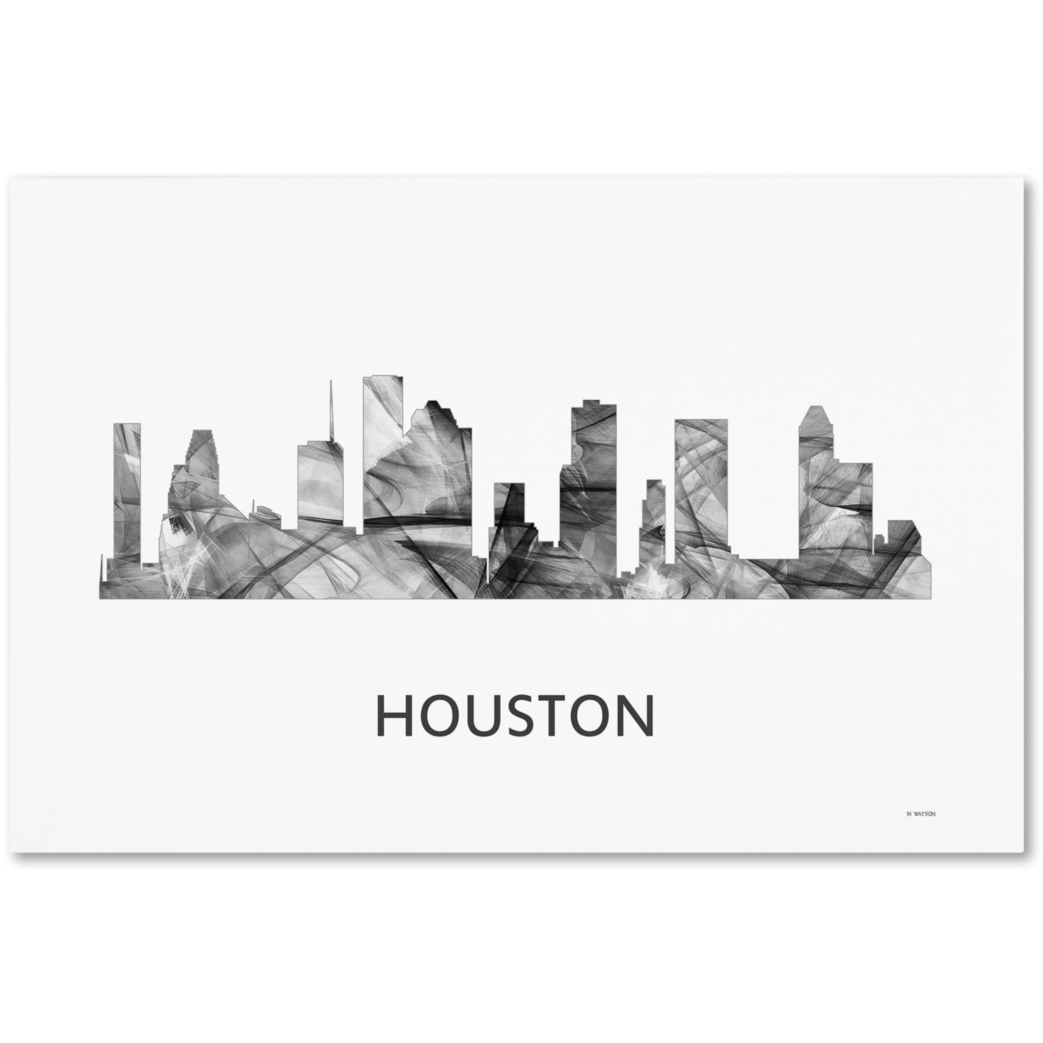 Trademark Fine Art 'Houston Texas Skyline WB-BW' Canvas Art by Marlene Watson