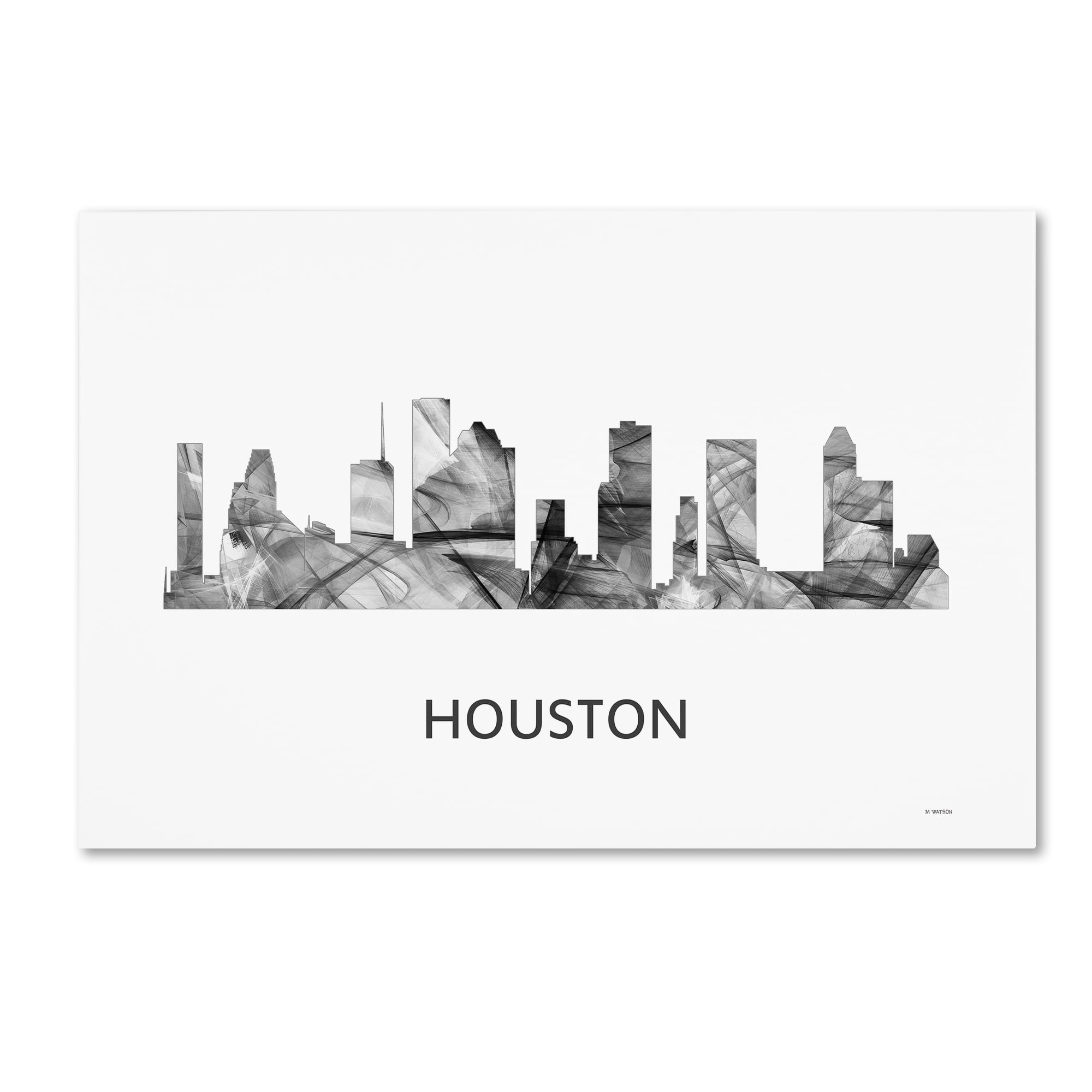 Trademark Fine Art 'Houston Texas Skyline WB-BW' Canvas Art by Marlene Watson