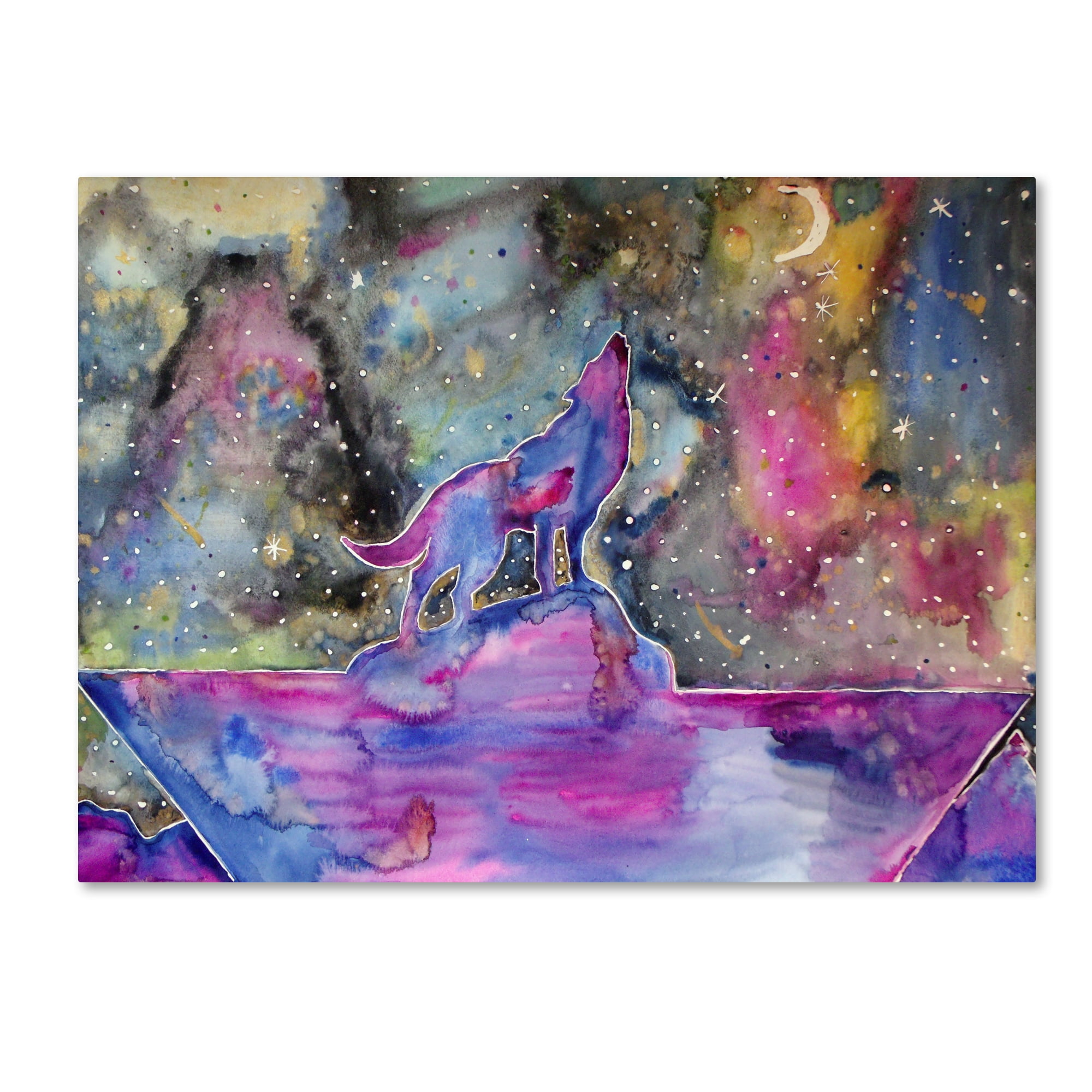 Trademark Fine Art 'Howl at the Moon' Canvas Art by Lauren Moss