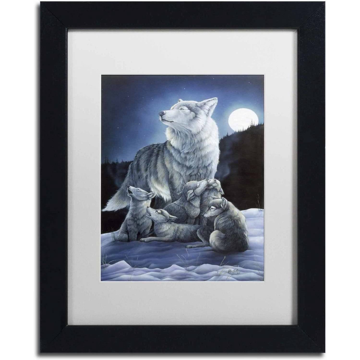 Trademark Fine Art 'Howling Lessons' Canvas Art by Jenny Newland, White Matte, Black Frame