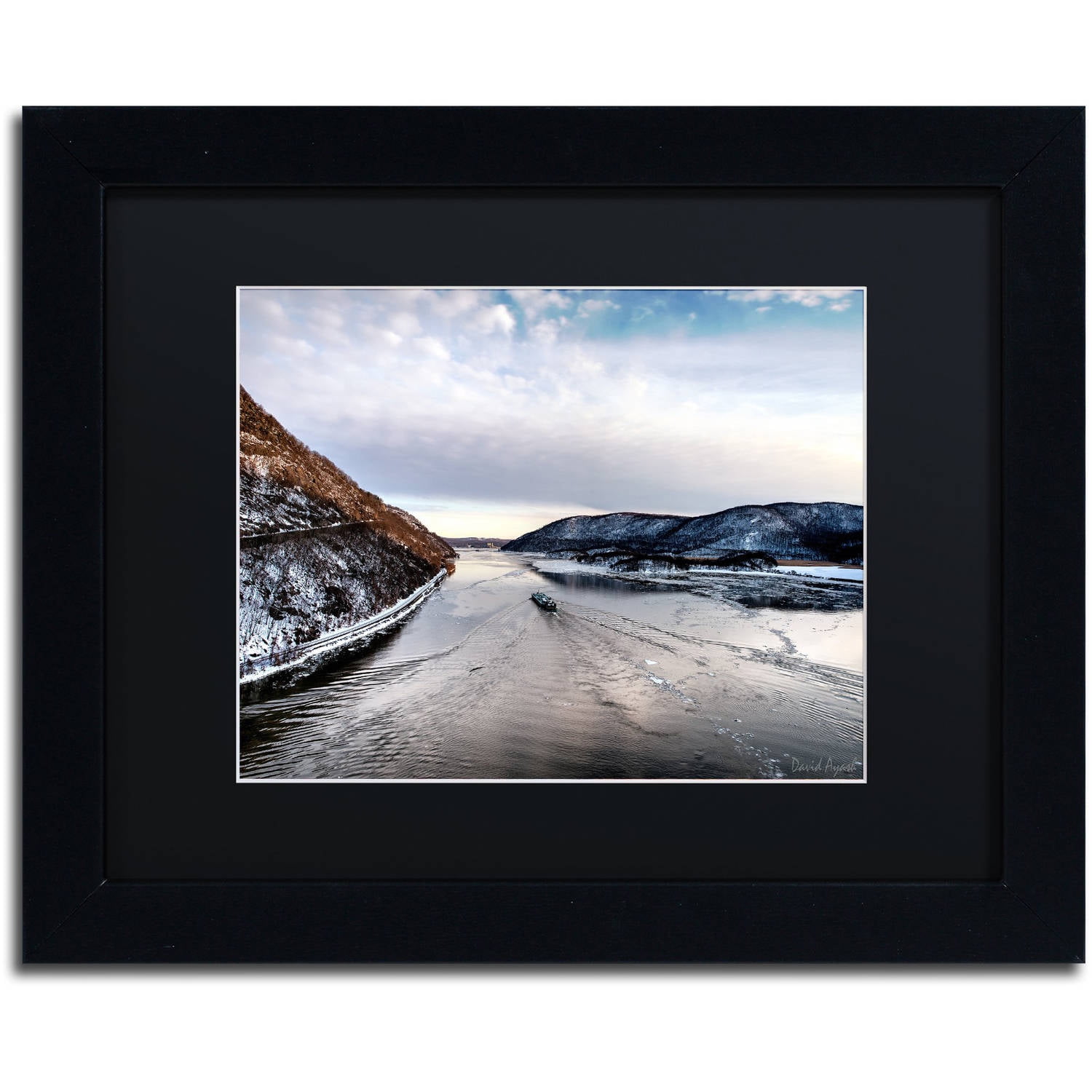 Trademark Fine Art "Hudson Valley" Canvas Art by David Ayash Black Matte, Black Frame