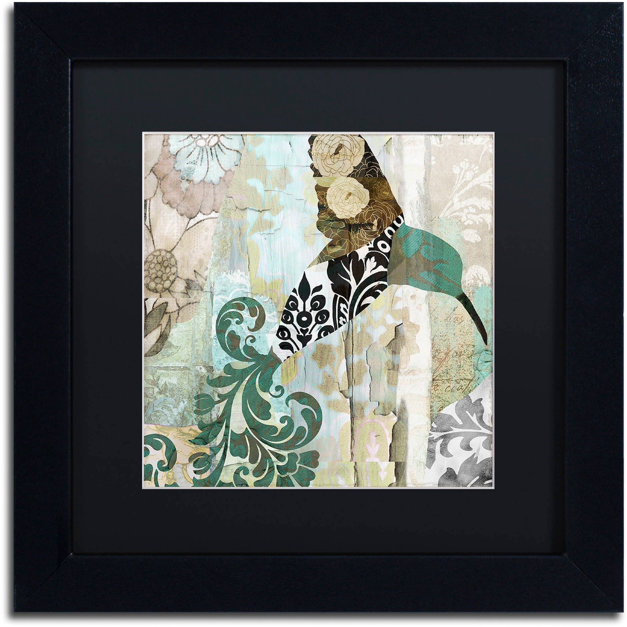Trademark Fine Art "Hummingbird Batik I" Canvas Art by Color Bakery Black Matte, Black Frame