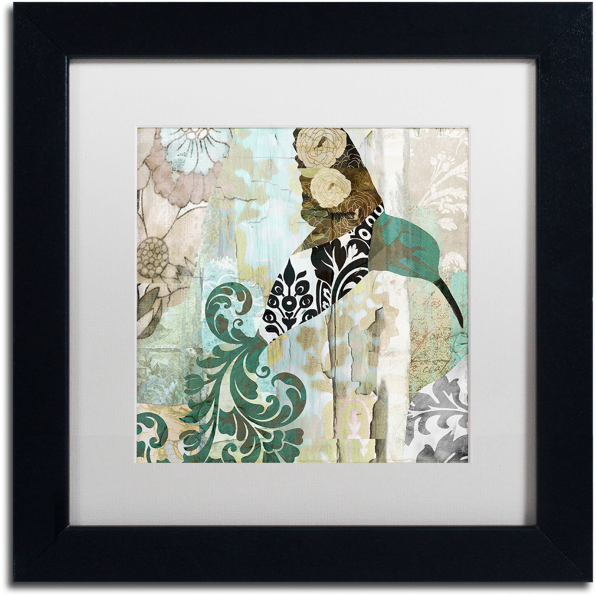 Trademark Fine Art "Hummingbird Batik I" Canvas Art by Color Bakery White Matte, Black Frame