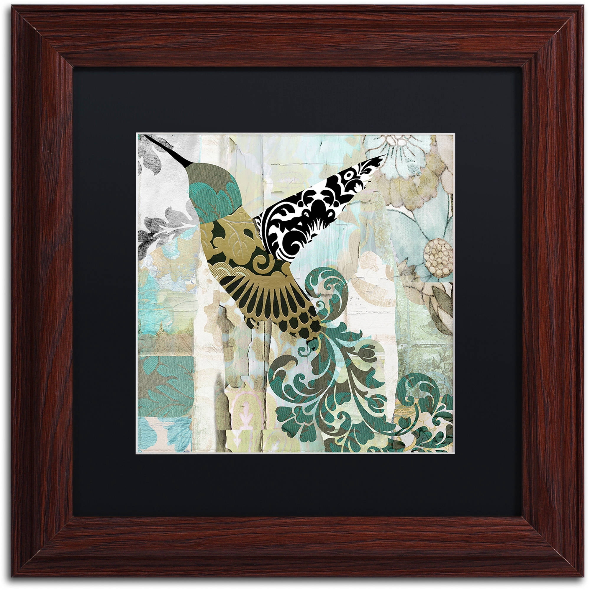 Trademark Fine Art "Hummingbird Batik II" Canvas Art by Color Bakery Black Matte, Wood Frame