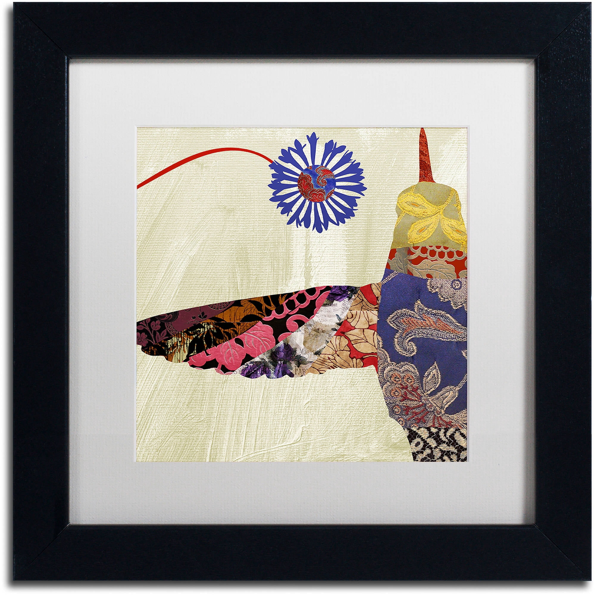 Trademark Fine Art "Hummingbird Brocade I" Canvas Art by Color Bakery White Matte, Black Frame