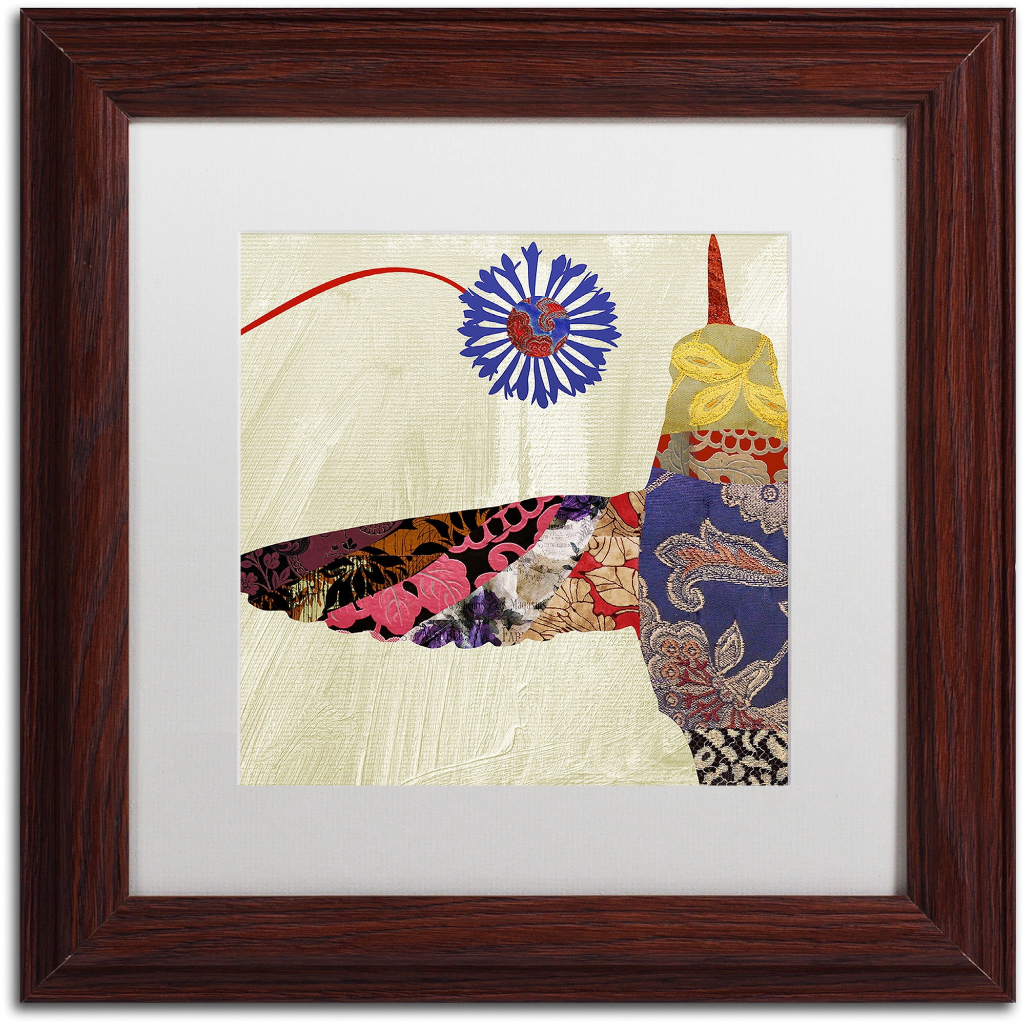 Trademark Fine Art "Hummingbird Brocade I" Canvas Art by Color Bakery White Matte, Wood Frame