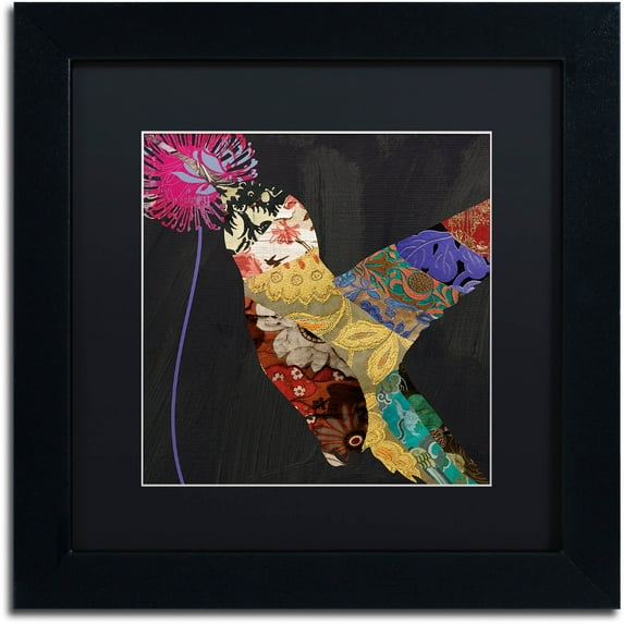 Trademark Fine Art "Hummingbird Brocade  II" Canvas Art by Color Bakery Black Matte, Black Frame
