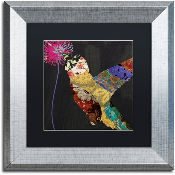 Trademark Fine Art "Hummingbird Brocade  II" Canvas Art by Color Bakery Black Matte, Silver Frame