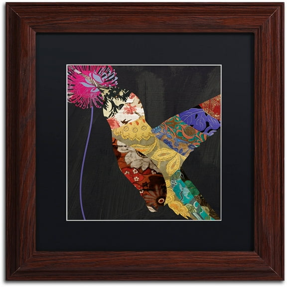 Trademark Fine Art "Hummingbird Brocade  II" Canvas Art by Color Bakery Black Matte, Wood Frame