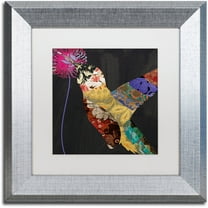 Trademark Fine Art "Hummingbird Brocade  II" Canvas Art by Color Bakery White Matte, Silver Frame
