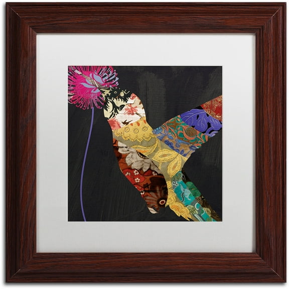 Trademark Fine Art "Hummingbird Brocade  II" Canvas Art by Color Bakery White Matte, Wood Frame