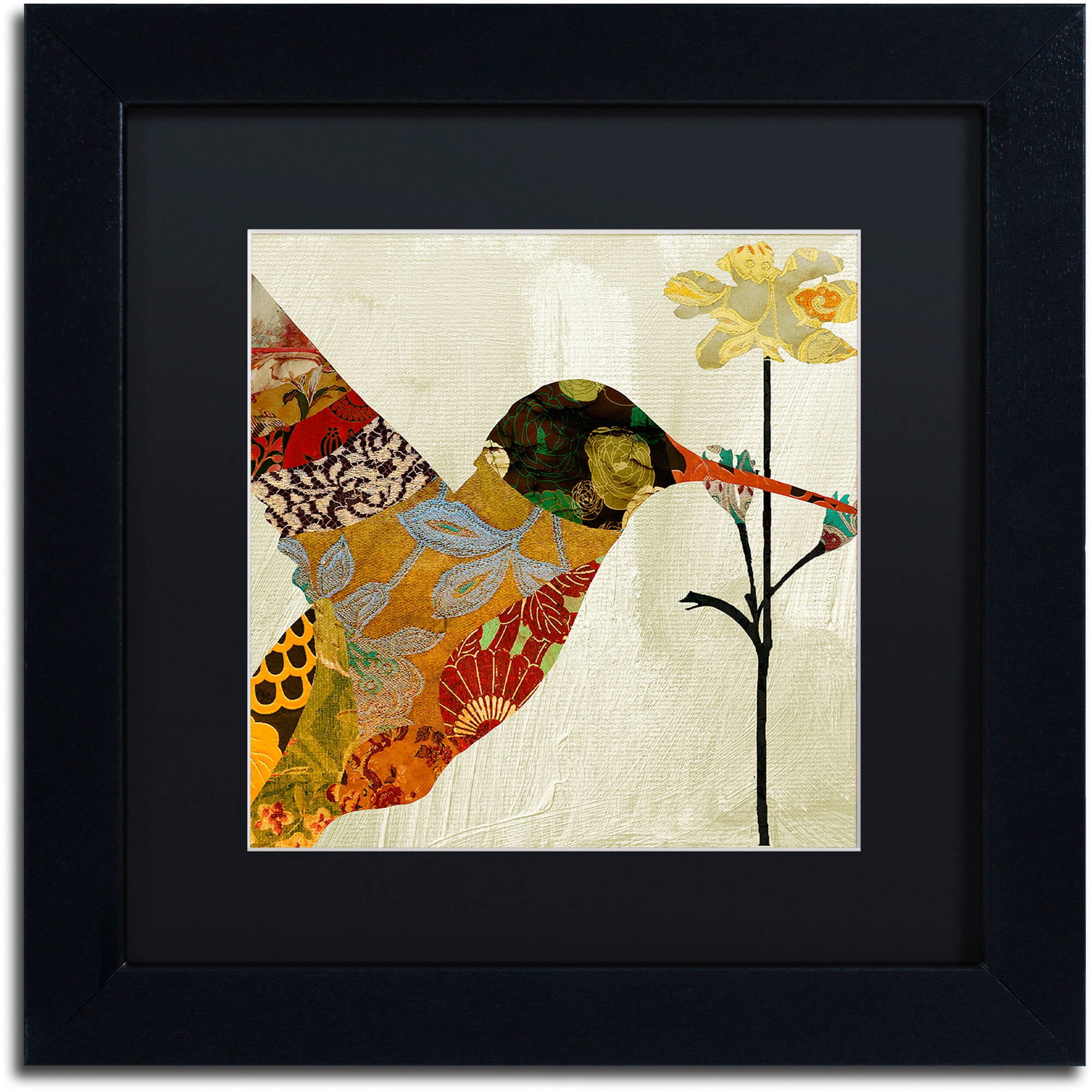 Trademark Fine Art "Hummingbird Brocade III" Canvas Art by Color Bakery Black Matte, Black Frame