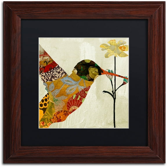 Trademark Fine Art "Hummingbird Brocade III" Canvas Art by Color Bakery Black Matte, Wood Frame