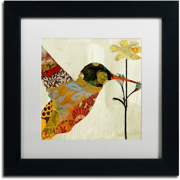Trademark Fine Art "Hummingbird Brocade III" Canvas Art by Color Bakery White Matte, Black Frame