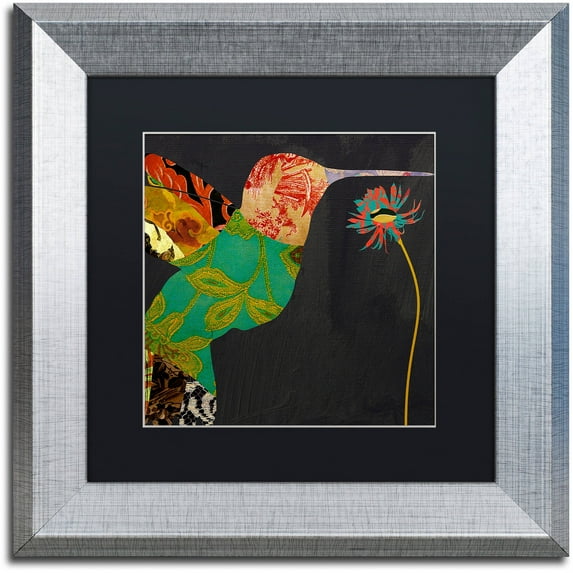 Trademark Fine Art "Hummingbird Brocade IV" Canvas Art by Color Bakery Black Matte, Silver Frame