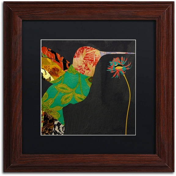 Trademark Fine Art "Hummingbird Brocade IV" Canvas Art by Color Bakery Black Matte, Wood Frame
