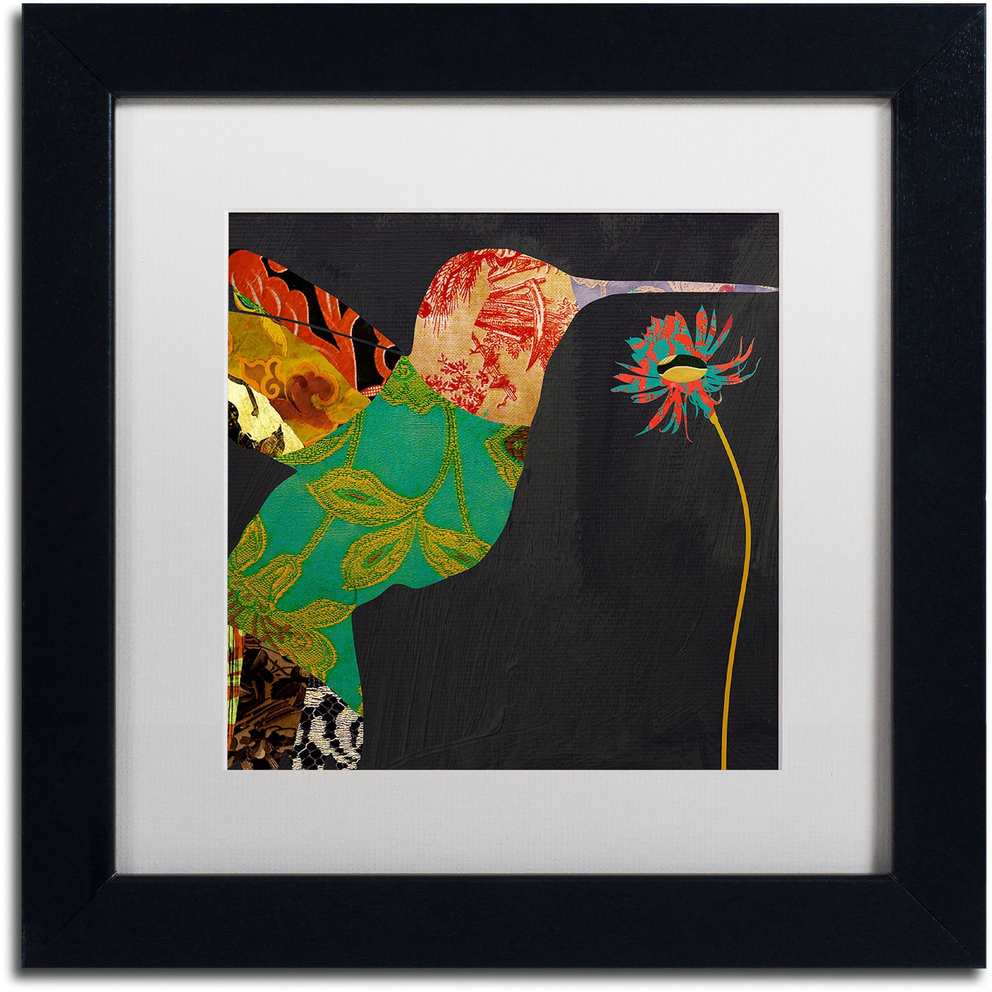 Trademark Fine Art "Hummingbird Brocade IV" Canvas Art by Color Bakery White Matte, Black Frame