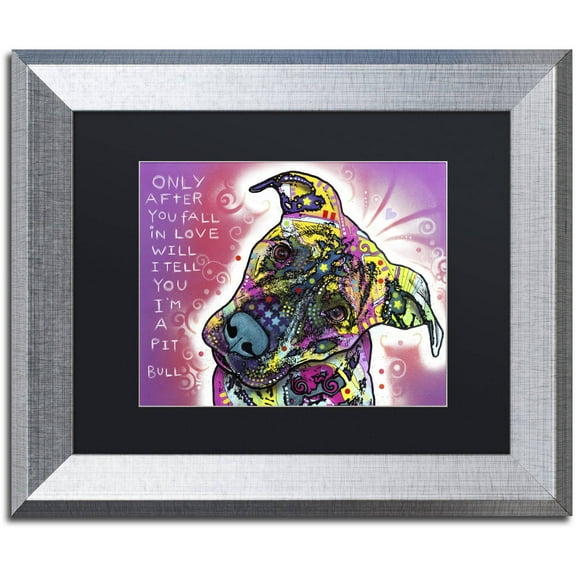 Trademark Fine Art "I'm a Pit Bull" Canvas Art by Dean Russo, Black Matte, Silver Frame