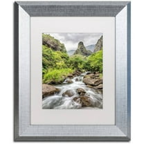 Trademark Fine Art 'Iao Valley Maui' Canvas Art by Pierre Leclerc, White Matte, Silver Frame
