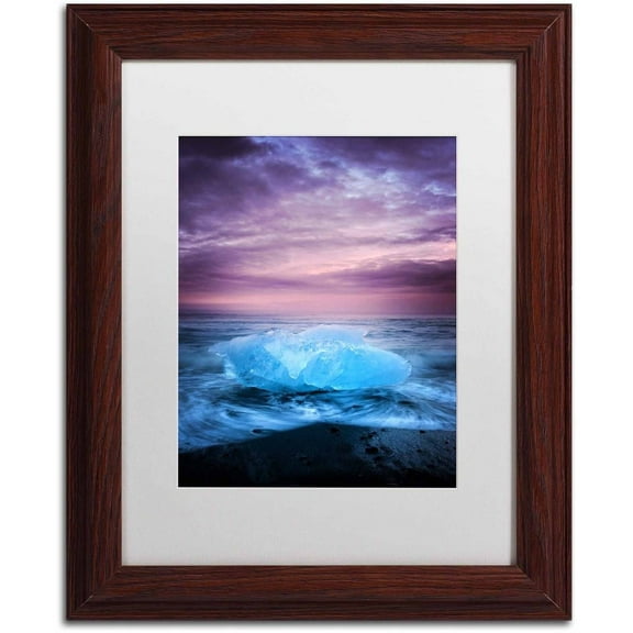 Trademark Fine Art 'Ice at Sunset' Canvas Art by Philippe Sainte-Laudy, White Matte, Wood Frame