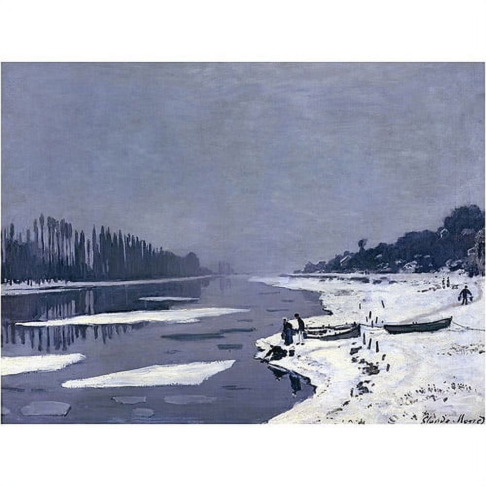 Claude Monet Winter Landscape Canvas Art in Blue and White