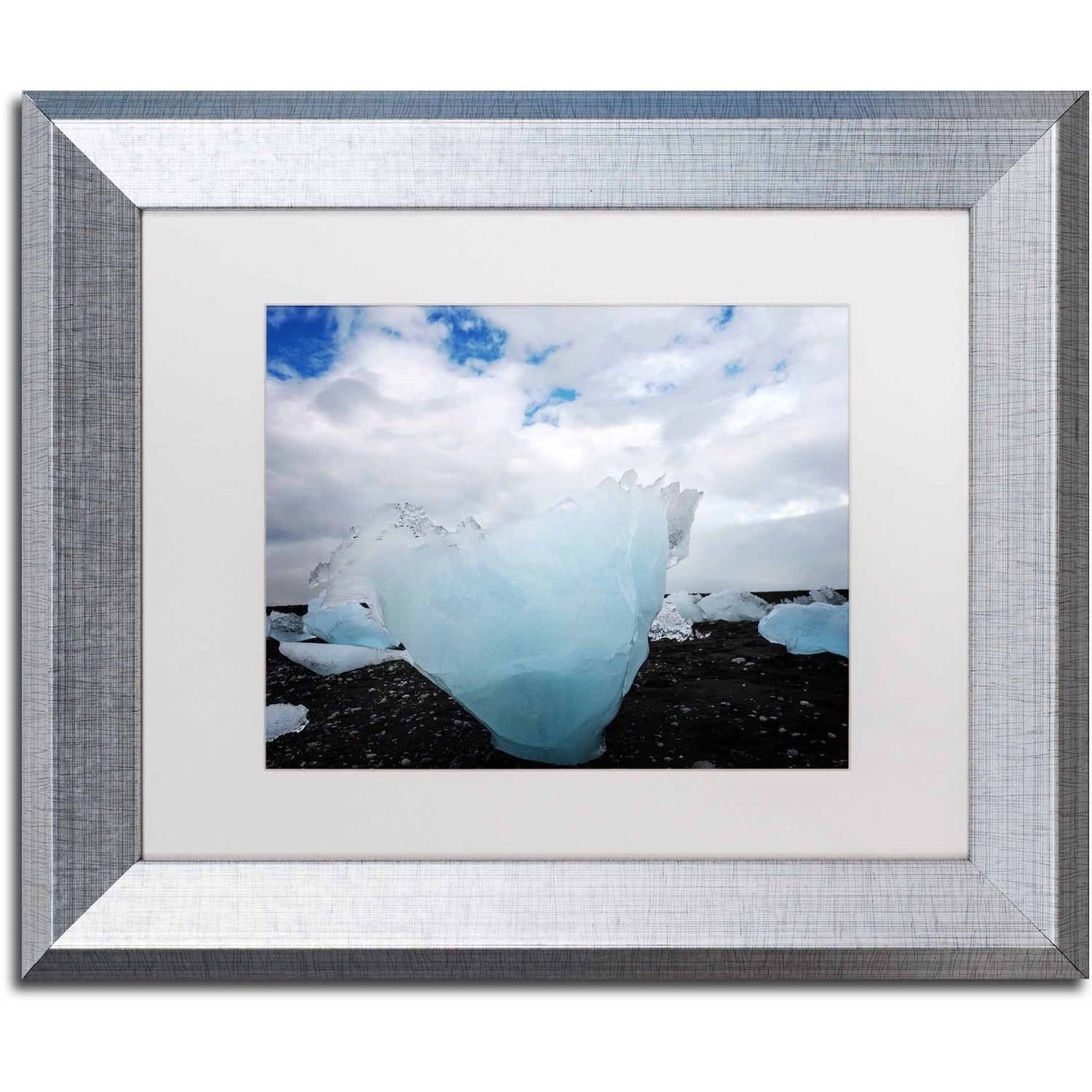 Trademark Fine Art 'Ice on the Beach' Canvas Art by Philippe Sainte-Laudy, White Matte, Silver Frame